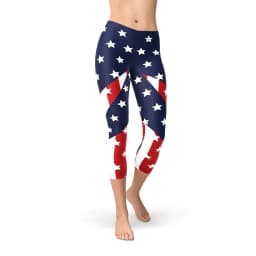 image-Womens American Flag Capri Leggings
