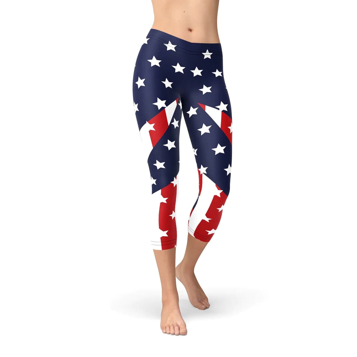 image-Womens American Flag Capri Leggings