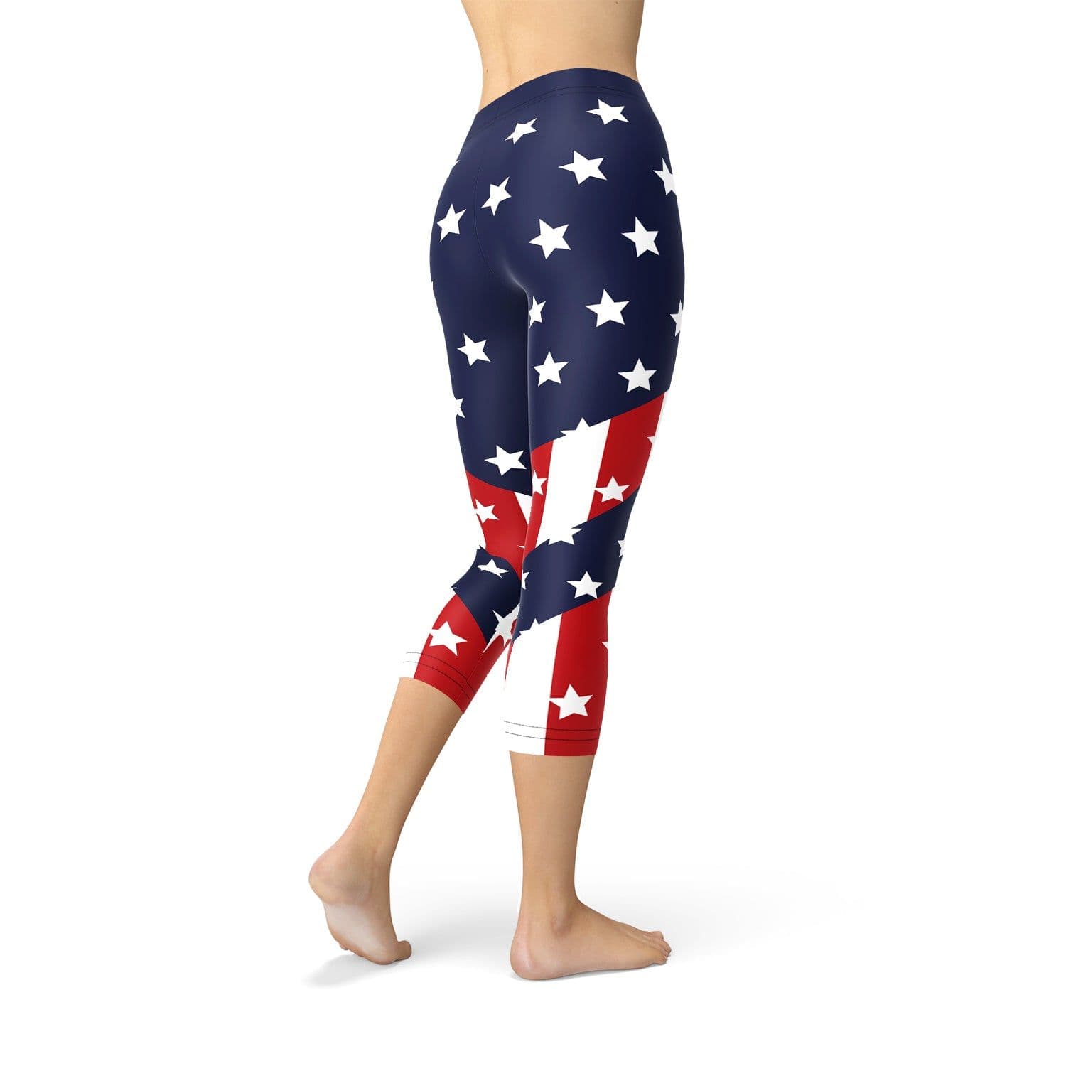 image-Womens American Flag Capri Leggings