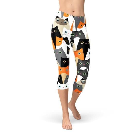 image-Womens All Over Print Cats Capri Leggings