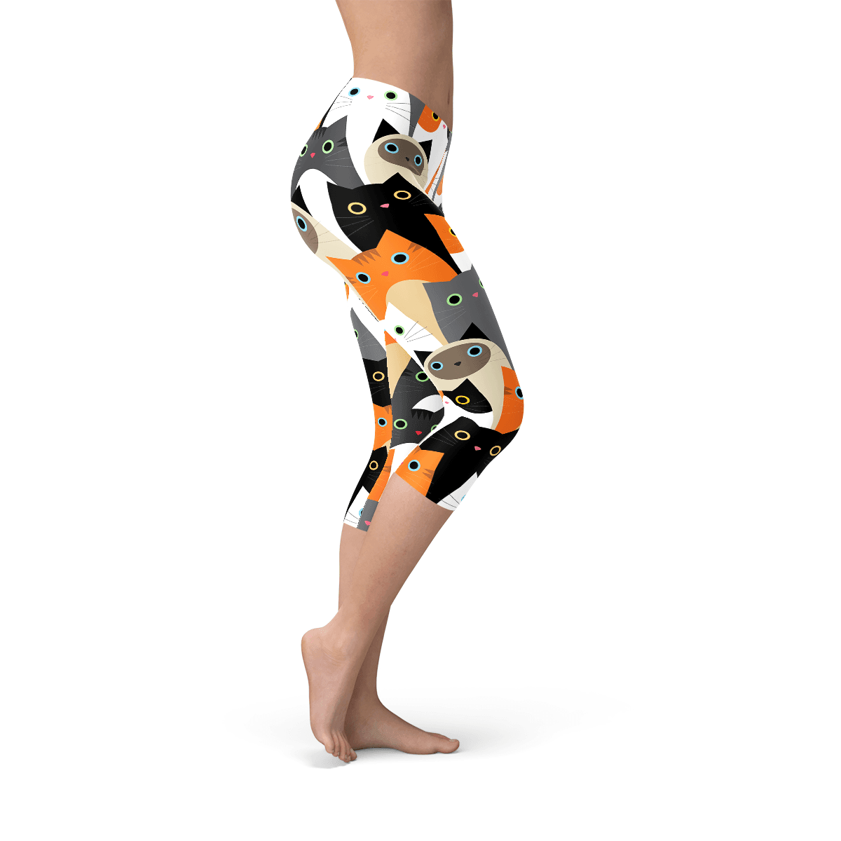 image-Womens All Over Print Cats Capri Leggings