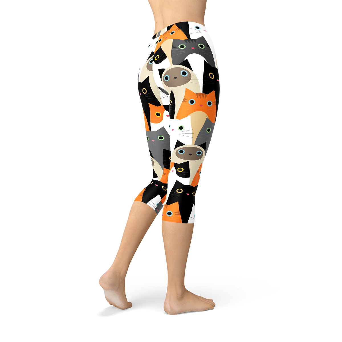 image-Womens All Over Print Cats Capri Leggings