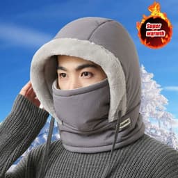 image-Cold Weather Thermal Balaclava Scarf Winter Windproof Hood Hat Plush Neck Warmer Ski Face Mask for Outdoor Activities