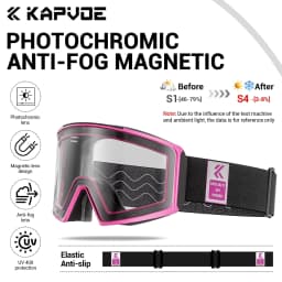 image-KAPVOE Photochromic Men Women Outdoor Sports Ski goggles Anti-fog Snowboarding Snowmobile Glasses UV400 Teen Charistmas Cycling