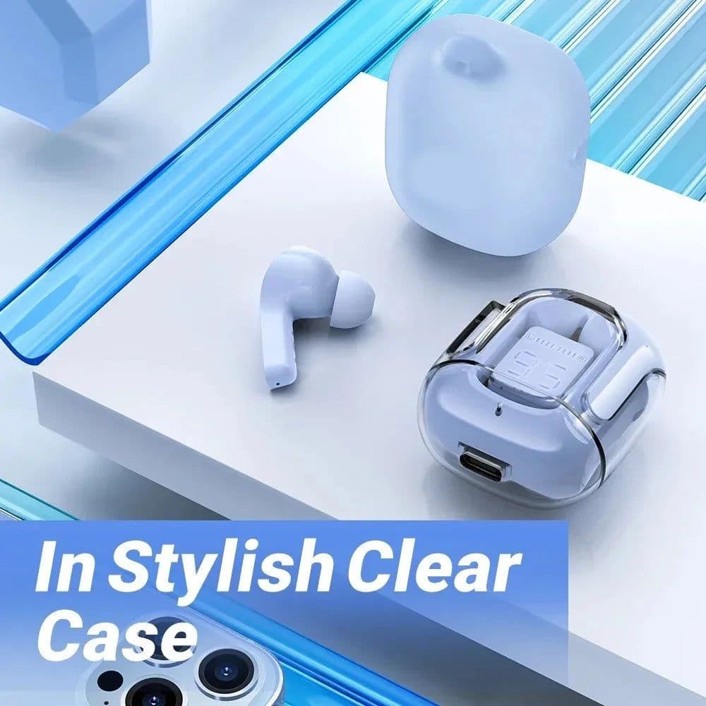 image-Original T2 Wireless Bluetooth Earphone Transparent HIFI Headphones LED Power Digital Display Stereo Sound Earphones for Xiaomi