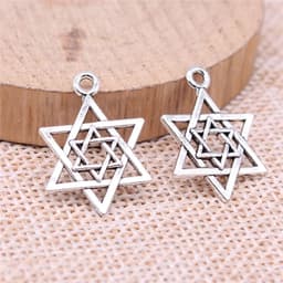 image-WYSIWYG 20pcs 22mm Antique Silver Color Antique Bronze Plated Star Of David Pendants Star Of David Charm David Star Pendant