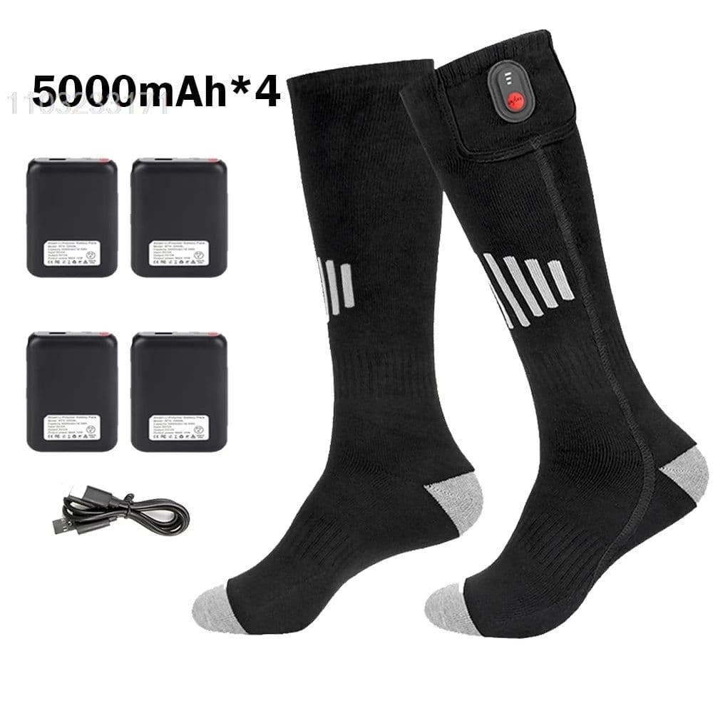 image-Heated Socks Rechargeable 5000mah Electric Heated Skiing Socks Snowboarding Outdoor Sports Foot Warmer Winter Thermal Socks