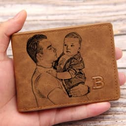 image-Picture Wallet Custom Engraving Wallet Frosted Retro Multifunction Wallets Multi Card Holder Leisure Coin Bag Father's Day Gift