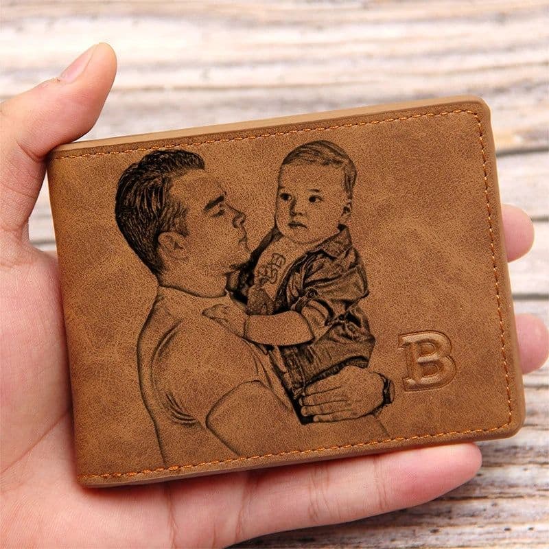 image-Picture Wallet Custom Engraving Wallet Frosted Retro Multifunction Wallets Multi Card Holder Leisure Coin Bag Father's Day Gift