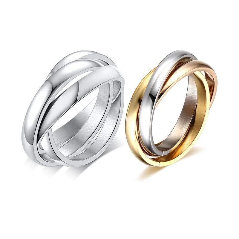 image-New Triple Interlocked Engagement Rings for Women Stainless Steel Three-in-one Promise Gift for Her Valentines Day