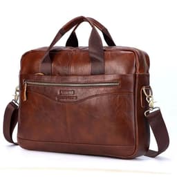 image-Men Genuine Leather Handbags Casual Leather Laptop Bags Male Business Travel Messenger Bags Men's Crossbody Shoulder Bag