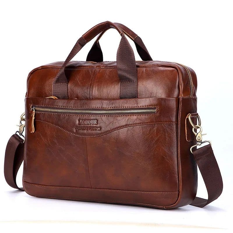 image-Men Genuine Leather Handbags Casual Leather Laptop Bags Male Business Travel Messenger Bags Men's Crossbody Shoulder Bag