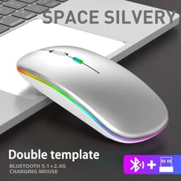 image-Wireless Mouse Bluetooth and 2.4GHz Dual Modes Rechargeable RGB Ergonomic Silent Click for PC iPad Laptop Cell Phone TV