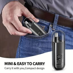 image-Suitable for men, USB charging nose and ear hair trimmer portable electric nose hair clipper, mini compact design, quick chargin