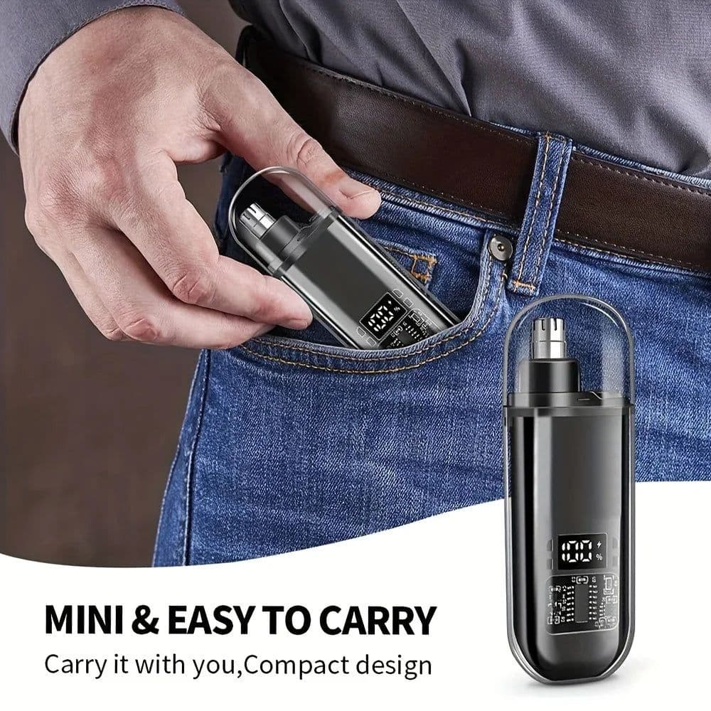 image-Suitable for men, USB charging nose and ear hair trimmer portable electric nose hair clipper, mini compact design, quick chargin