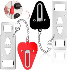 image-Lock portable door lock travel anti-theft door stopper portable lock hotel top door buckle
