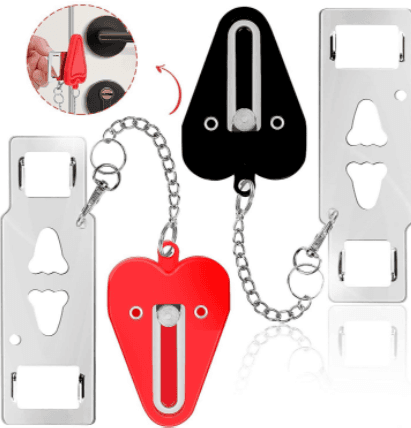 image-Lock portable door lock travel anti-theft door stopper portable lock hotel top door buckle