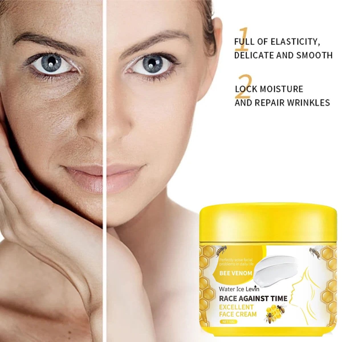 image-Anti-Aging Face Cream with Bee Venom&Niacinamide - Hydrating & Firming Formula with Collagen & Salicylic Acid for All Skin Types