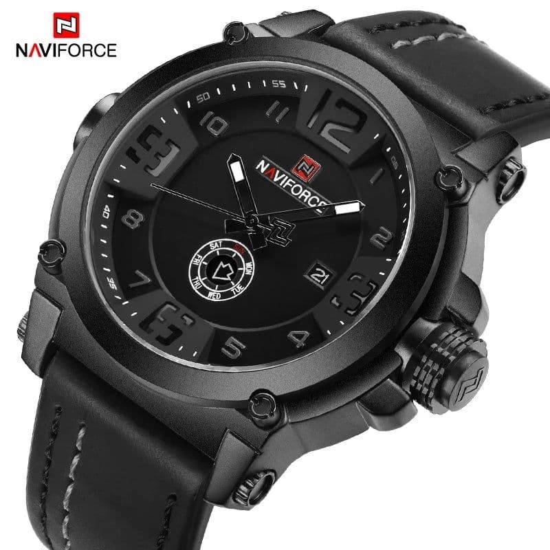 image-NAVIFORCE Top Luxury Brand Men Sports Military Quartz Watch Man Analog Date Clock Leather Strap Wristwatch Relogio Masculino