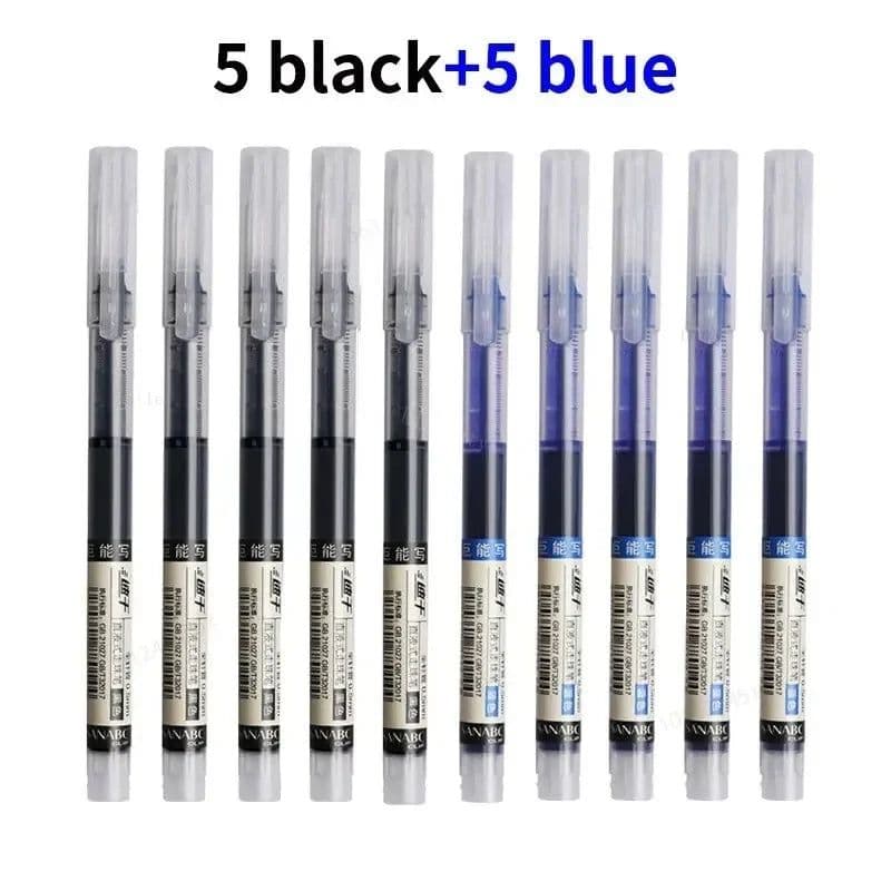 image-10Pcs/set High Quality Needle Type Gel Pens Straight Liquid Ballpoint Pen Kawaii Stationery School Office Supplies Writing