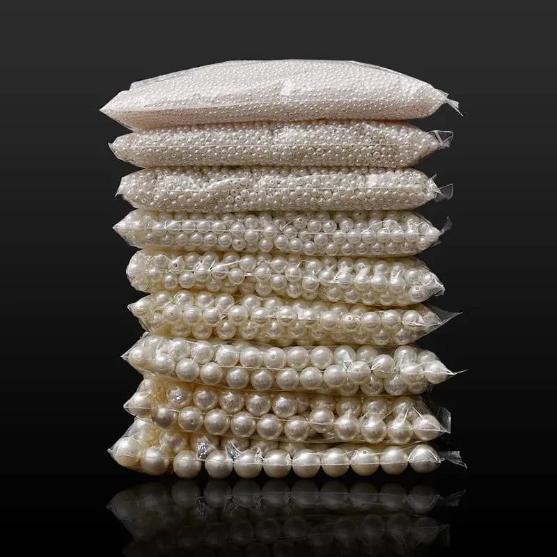 image-4/6/8/10/12/14/16mm Pearl Beads ABS Loose Round Beads Craft for Fashion Jewelry Making White Beige DIY Imitation Garment Beads