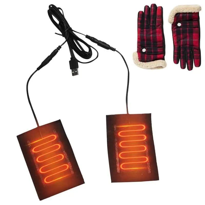 image-1 Pair Electric USB Gloves Portable 5v Heater Heated Gloves Carbon Fiber Cloth USB Heated Gloves Pad For Working Outing Travel