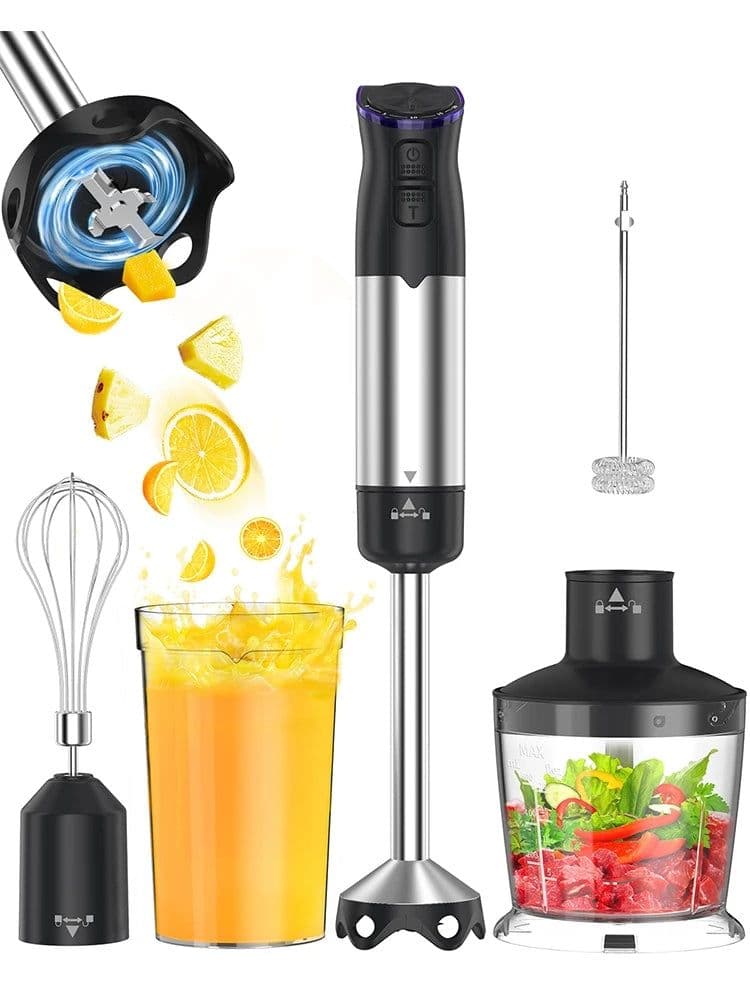 image-1000W Electric Immersion Handheld Blender, 5 in 1 Kitchen Hand Blender for soups, smoothies, purees and baby food.