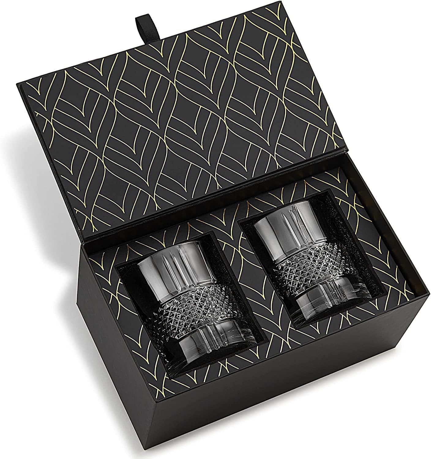 image-Crystal Whiskey Glasses - Set of 2 Reserve Glass Tumblers (11.5oz)