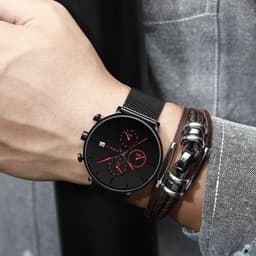 image-CRRJU Mens Watches Luxury Sport Wrist Watch Unique Design Stainless Steel Auto Date Mesh Strap Men Fashion Casual Quartz Watches