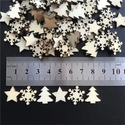 image-50Pcs DIY Natural Wooden Chip Santa Claus Christmas Tree Hanging Ornaments Pendant Kids Gifts Snowman Tree Shape Xmas Decoration