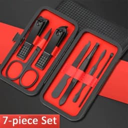 image-7/10/12/18/20/24PCS Set Professional Manicure Set Kits Stainless Steel Fingernail Toenail Clippers Set with Leather Portable