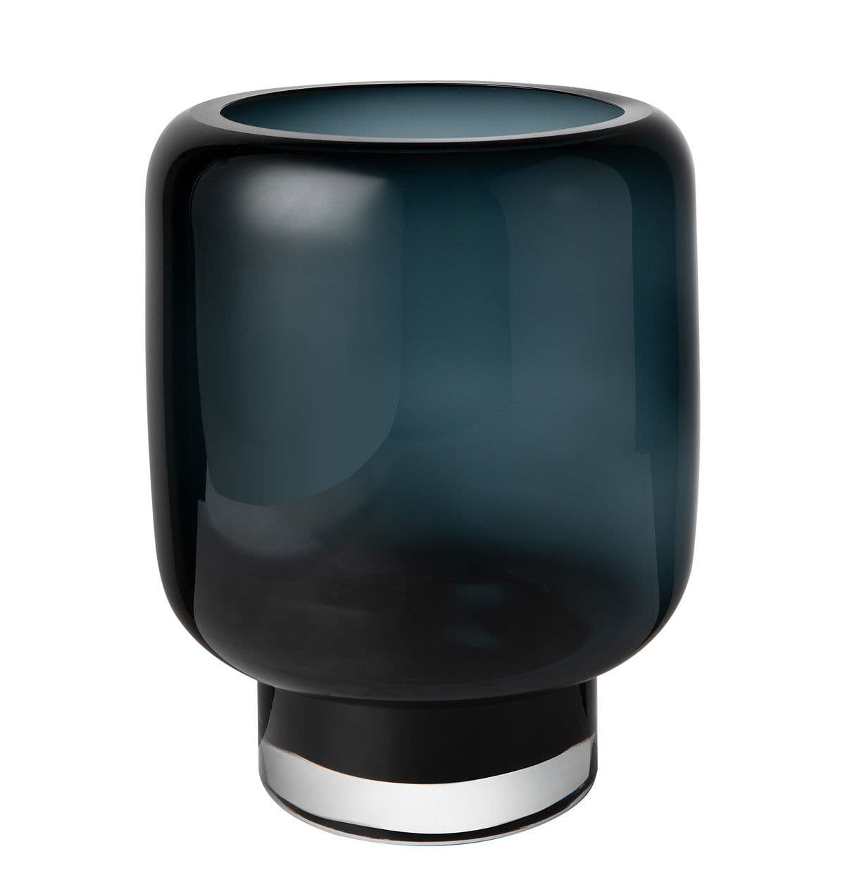 image-large modern vase, heavy clear glass, ink blue, ZADAR