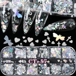 image-12 Colors Nails Abalone Shell Fragments Texture Natural Sea Shell 3d Glitter Nail Art Decoration Powder Sequins Beauty Tools