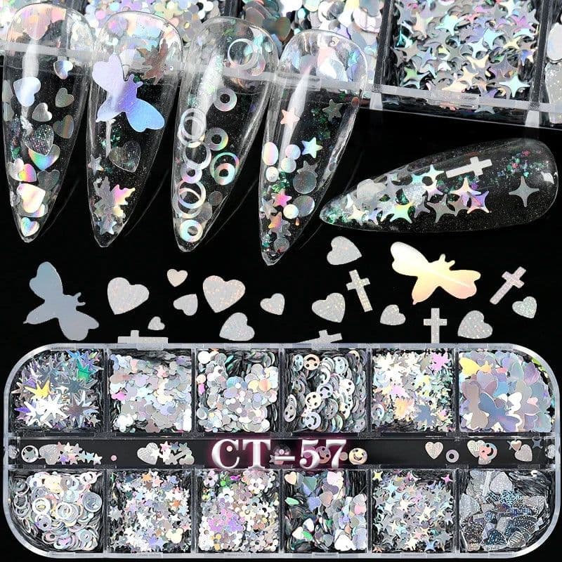 image-12 Colors Nails Abalone Shell Fragments Texture Natural Sea Shell 3d Glitter Nail Art Decoration Powder Sequins Beauty Tools