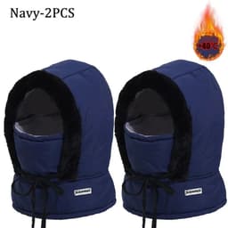 image-Cold Weather Thermal Balaclava Scarf Winter Windproof Hood Hat Plush Neck Warmer Ski Face Mask for Outdoor Activities