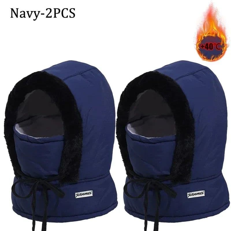 image-Cold Weather Thermal Balaclava Scarf Winter Windproof Hood Hat Plush Neck Warmer Ski Face Mask for Outdoor Activities