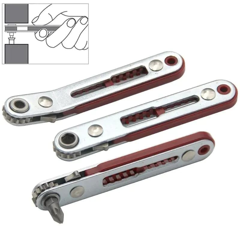image-Multifunctional Bidirectional Forward and Reverse Ratchet Screwdriver Elbow Flat Head Wrench Cross Screwdriver Slotted Tool