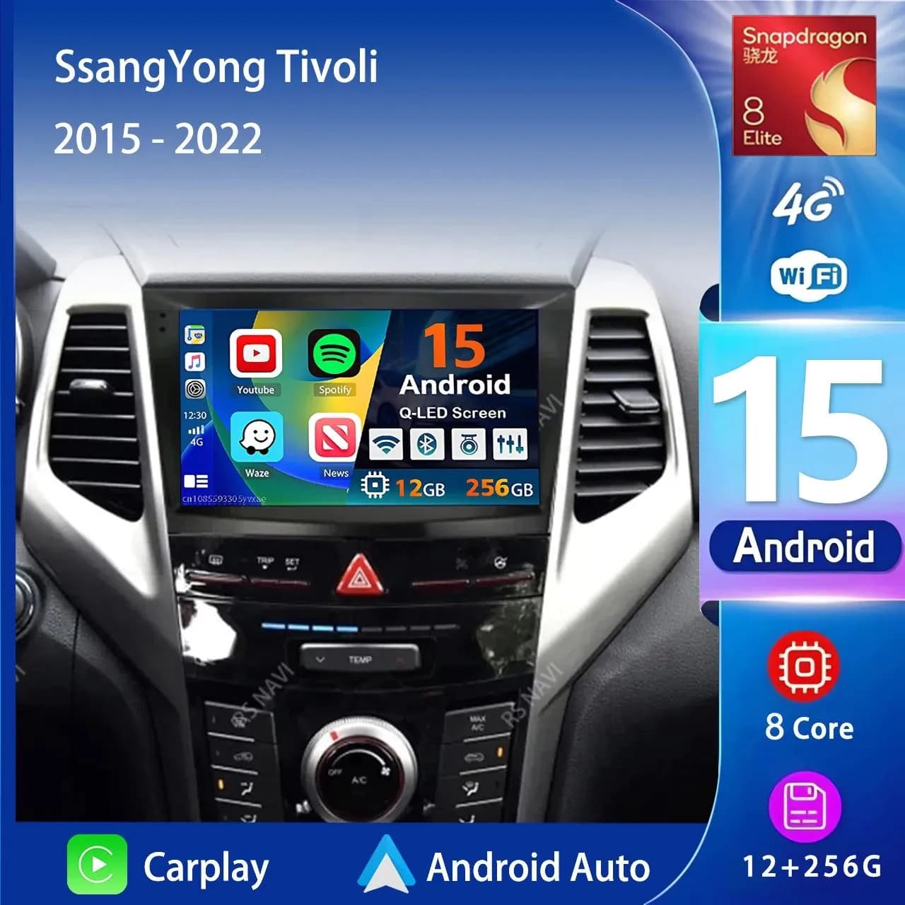 image-Android 15 Carplay Auto 2K Screen Car Radio Multimedia Player For SsangYong Tivoli 2015 -2022 Autoradio Stereo 2din Head Unit