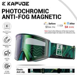 image-KAPVOE Photochromic Men Women Outdoor Sports Ski goggles Anti-fog Snowboarding Snowmobile Glasses UV400 Teen Charistmas Cycling