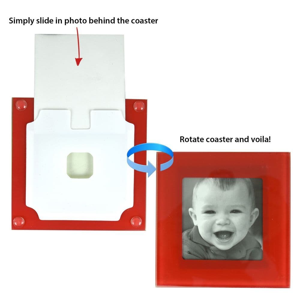 image-1X 6Pc Colored Glass Photo Coaster SeT AS-28542