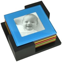 image-1X 6Pc Colored Glass Photo Coaster SeT AS-28542