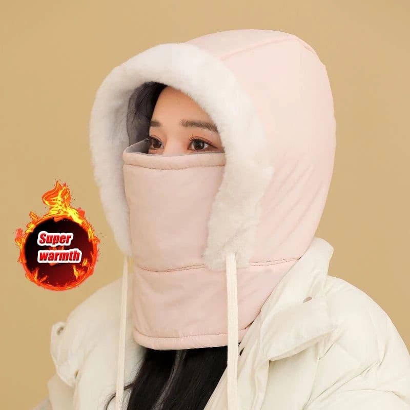 image-Cold Weather Thermal Balaclava Scarf Winter Windproof Hood Hat Plush Neck Warmer Ski Face Mask for Outdoor Activities