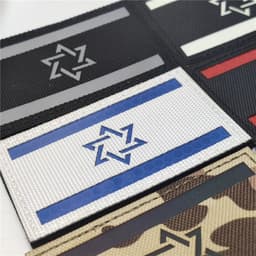 image-1pcs Embroidery Israel Flag Brassard Tactical Patch Cloth Punisher Armband Army Hook And Loop Emblem Morale Combat Badge