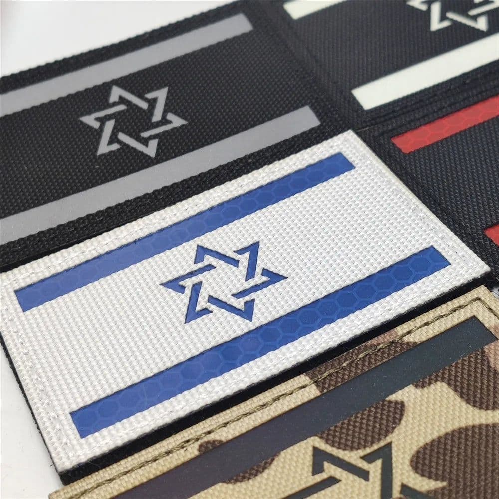 image-1pcs Embroidery Israel Flag Brassard Tactical Patch Cloth Punisher Armband Army Hook And Loop Emblem Morale Combat Badge
