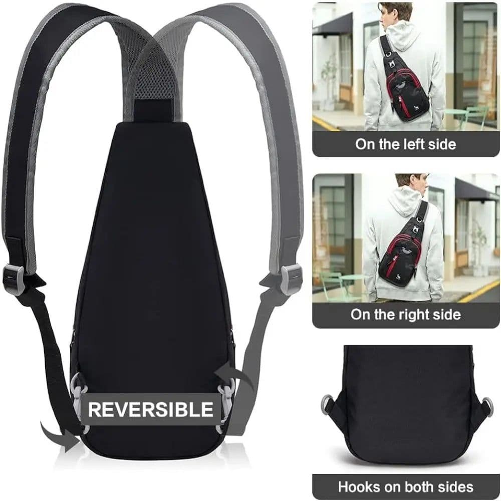 image-OIWAS Casual Crossbody Chest Bag Sling Shoulder Men's Bag One Strap Lightweight Male Bags Pouch DayPack for Men Travel Sport