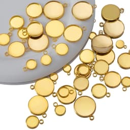 image-20pcs Gold Color Stainless Steel Cabochon Base Pendant Setting Blank Round Tray for DIY Resin Jewerly Making Findings Wholesale