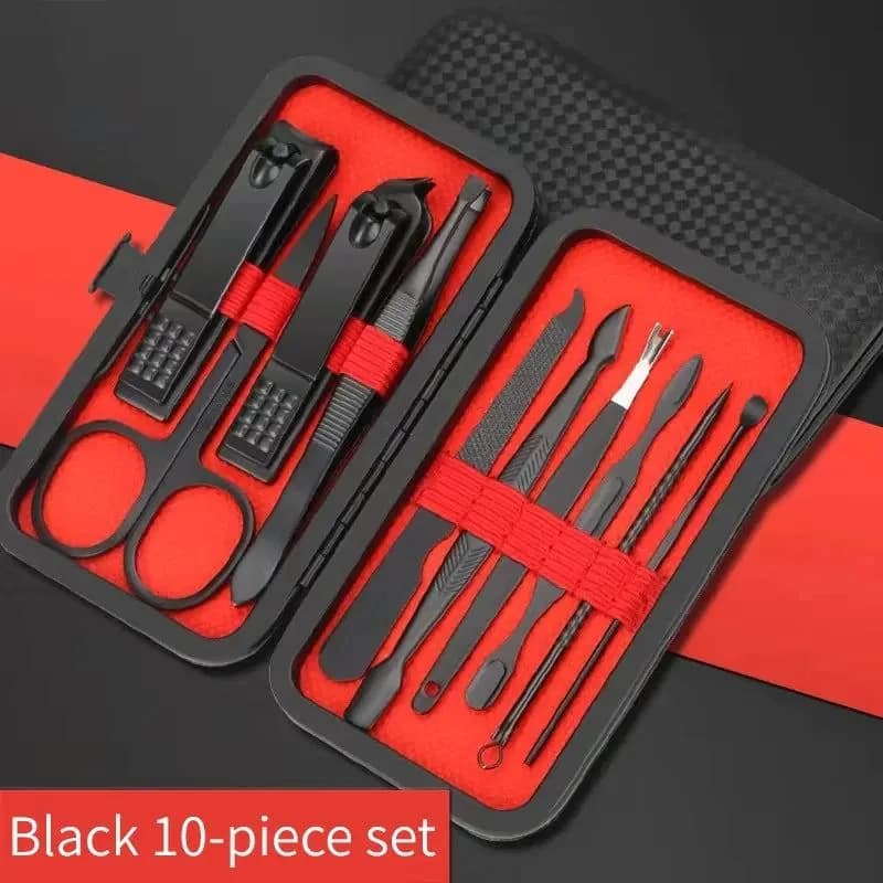 image-7/10/12/18/20/24PCS Set Professional Manicure Set Kits Stainless Steel Fingernail Toenail Clippers Set with Leather Portable
